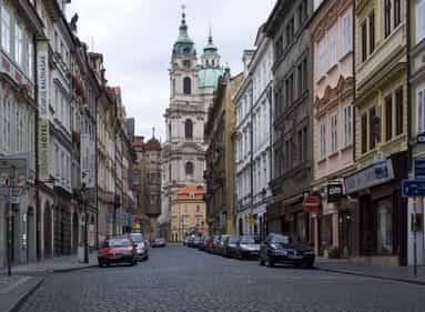 A street paved with stone in Prague, Czech Republic